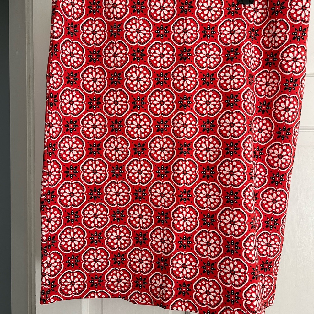 LOFT Red and White Floral Skirt